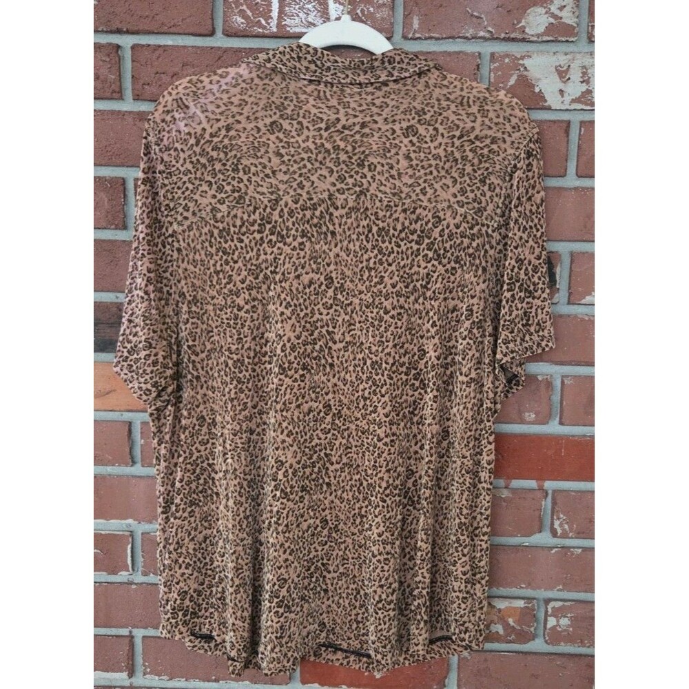 Liz Claiborne Leopard‎ Print Top Blouse Button  Long Sleeve 2XL Slinky Stretchy - Picture 4 of 4